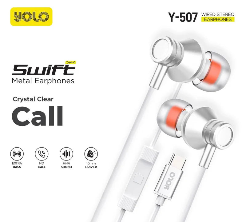Yolo Swift Metal Earphones Y-507 Yolo Swift Metal Earphones Y-507